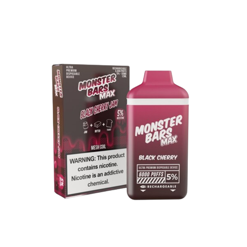 Monster Bar Max 6000 5% Rechargeable Disposable Vape - Black Cherry