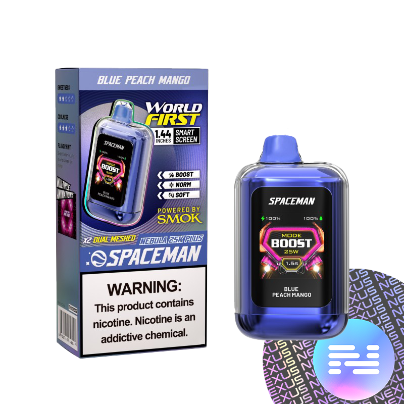 Blue Peach Mango Spaceman Nebula 25000 Plus Disposable Vape