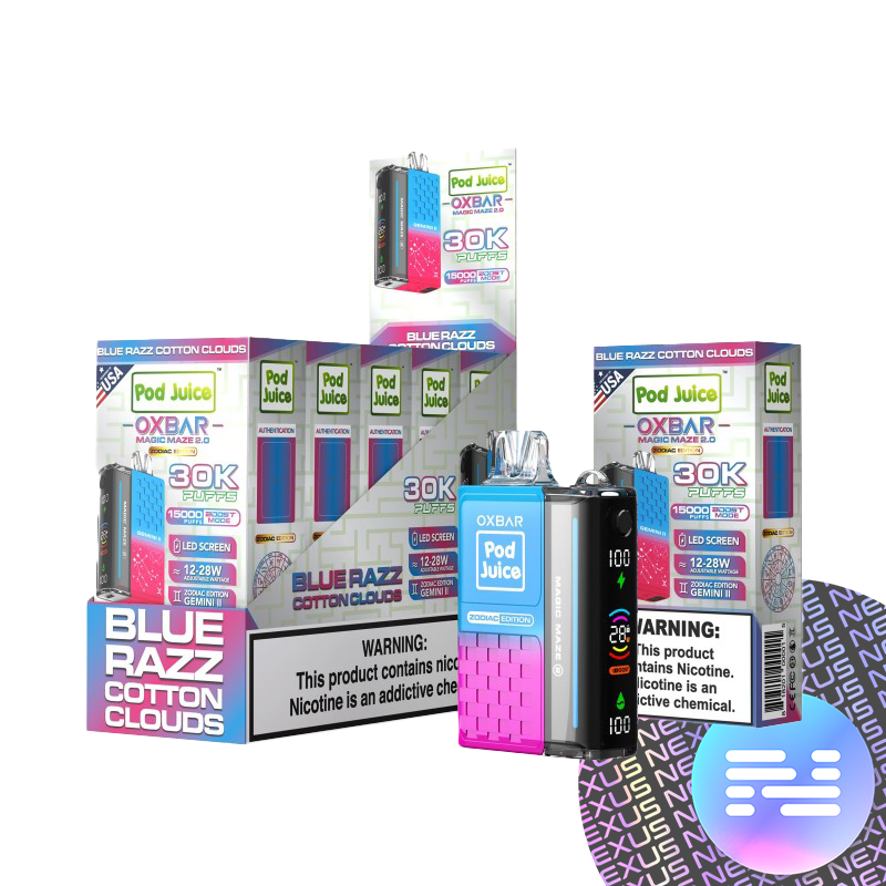 Blue Razz Cotton Clouds Pod Juice x OXBAR Magic Maze 2 30K Puff Disposable Vape