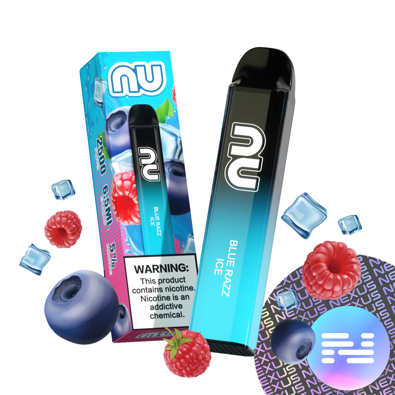 Blue Razz Ice NU Disposable Vape 2500 Puff