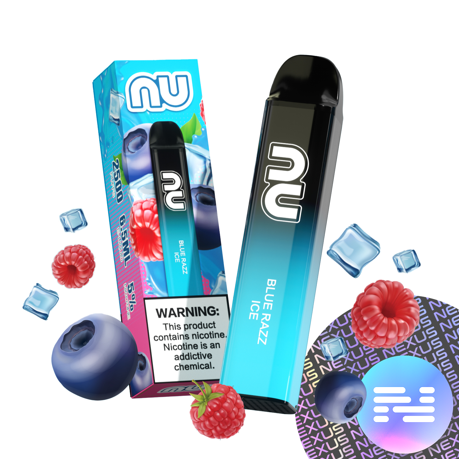 Blue Razz Ice NU Disposable Vape 2500 Puff