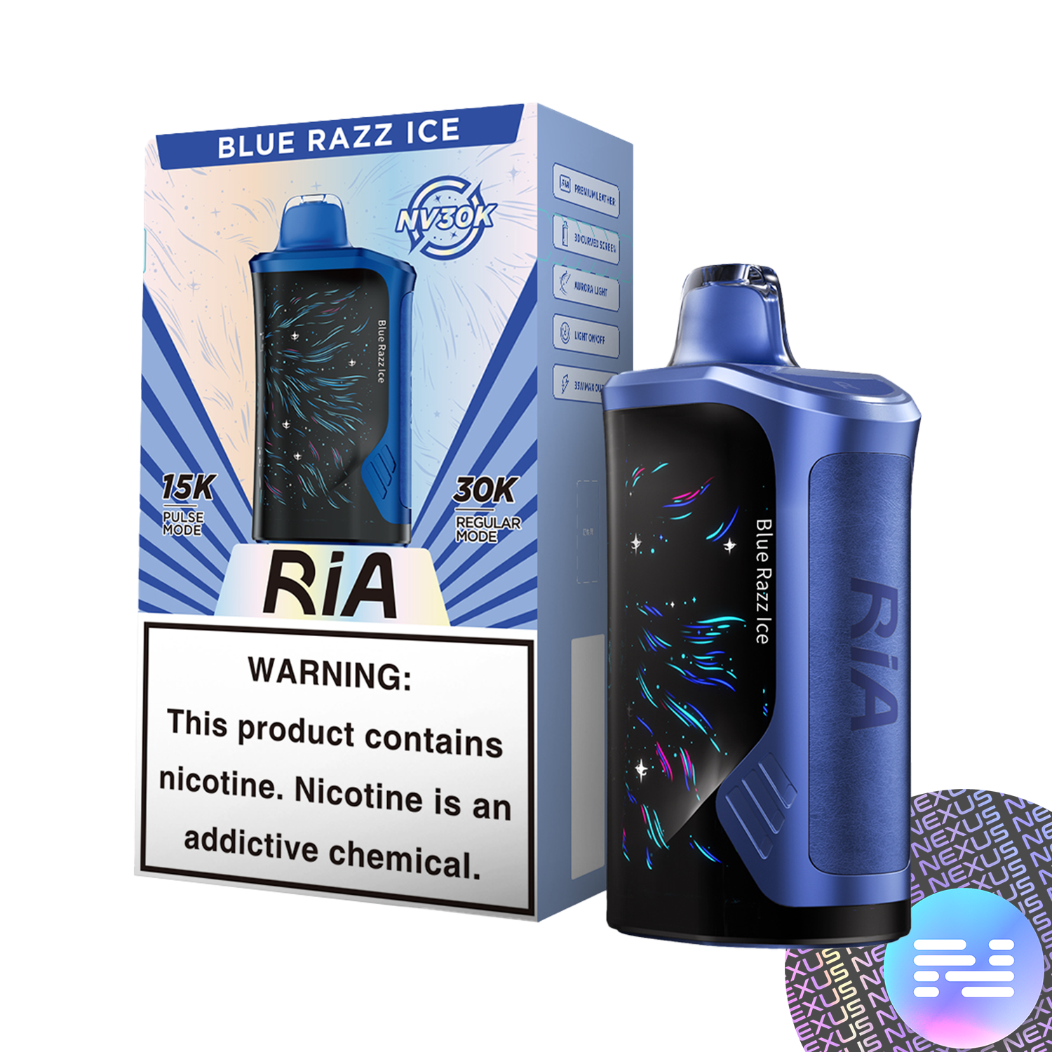 Blue Razz Ice RIA NV30K Disposable Vape by GEEK BAR