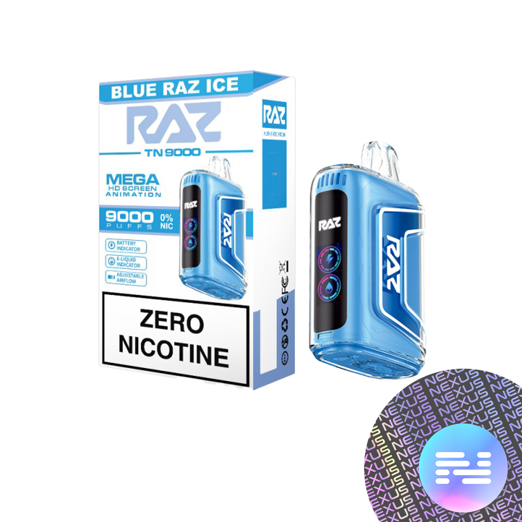 Blue Razz Ice RAZ TN9000 Zero Nicotine Disposable Vape