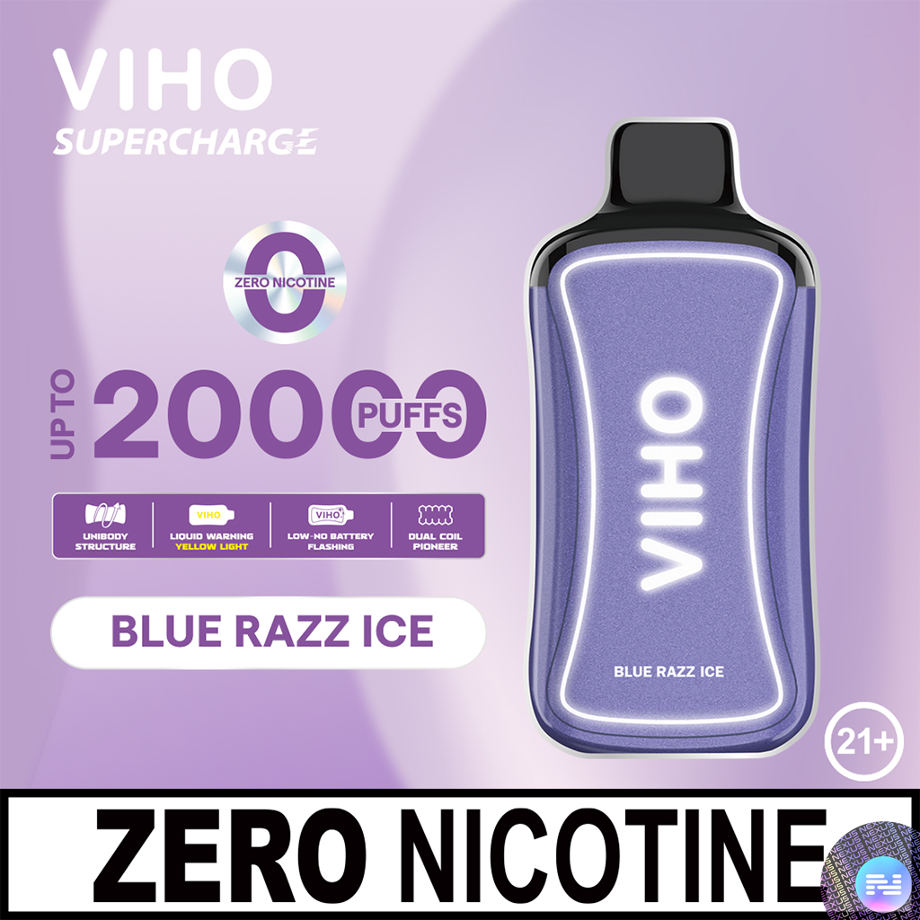 Blue Razz Ice VIHO Supercharge Zero Nicotine Disposable Vape