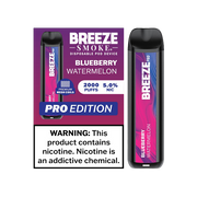 Breeze Pro 2000 Puffs Disposable Non Rechargeable Vape 5% Nicotine - Blueberry Watermelon