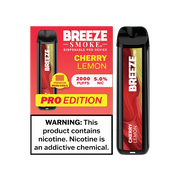 Breeze Pro 2000 Puffs Disposable Non Rechargeable Vape 5% Nicotine - Cherry Lemon