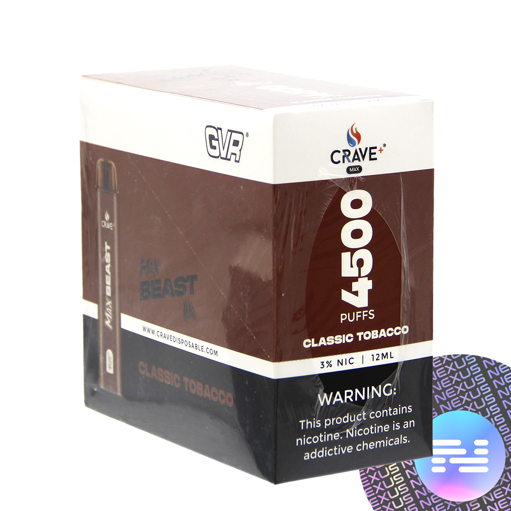 Classic Tobacco 3% CRAVE MAX Beast 4500 Disposable Vape