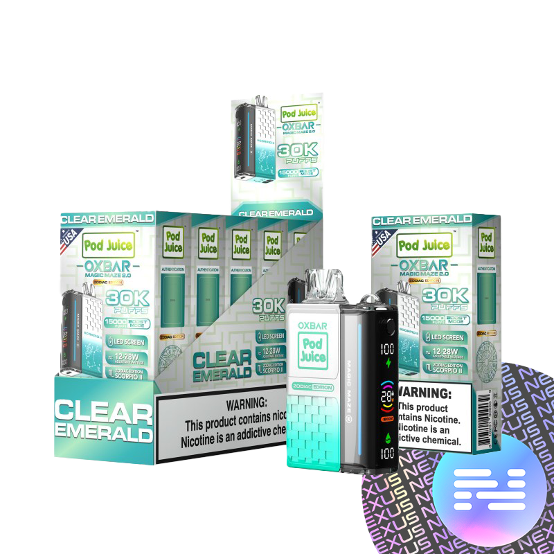 Clear Emerald Pod Juice x OXBAR Magic Maze 2 30K Puff Disposable Vape