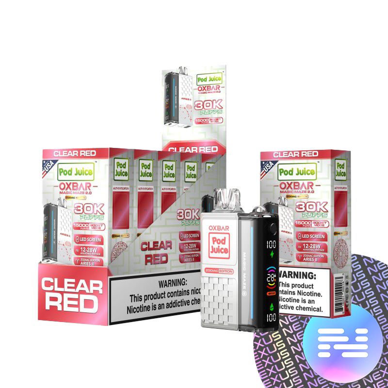 Clear Red Pod Juice x OXBAR Magic Maze 2 30K Puff Disposable Vape