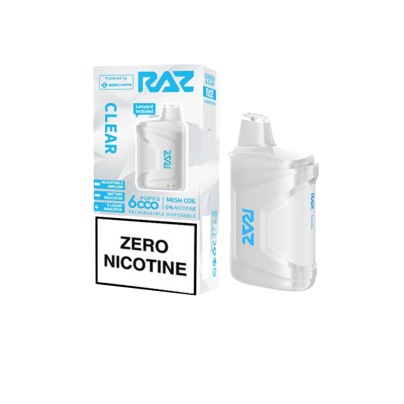 Raz CA6000 No Nicotine Disposable Vape - Clear