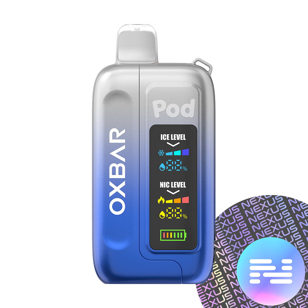 Clear Cobalt Blue OXBAR Ice-Nic Control 35K Pod Juice Disposable Vape