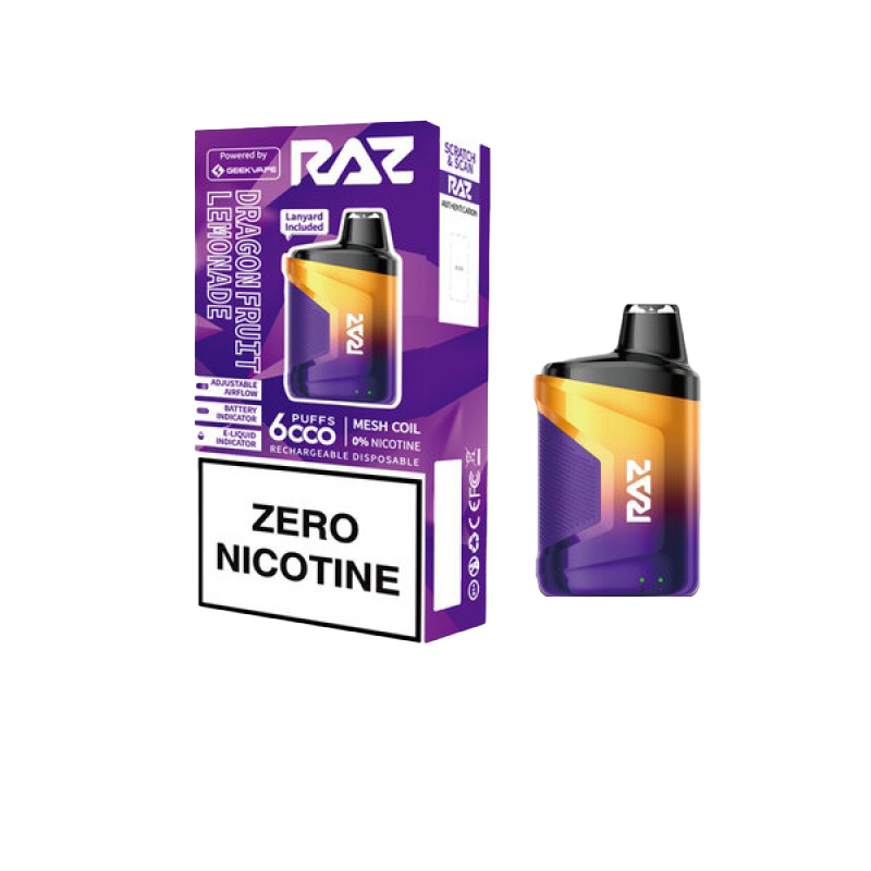 Raz CA6000 No Nicotine Disposable Vape - Dragon Fruit Lemonade