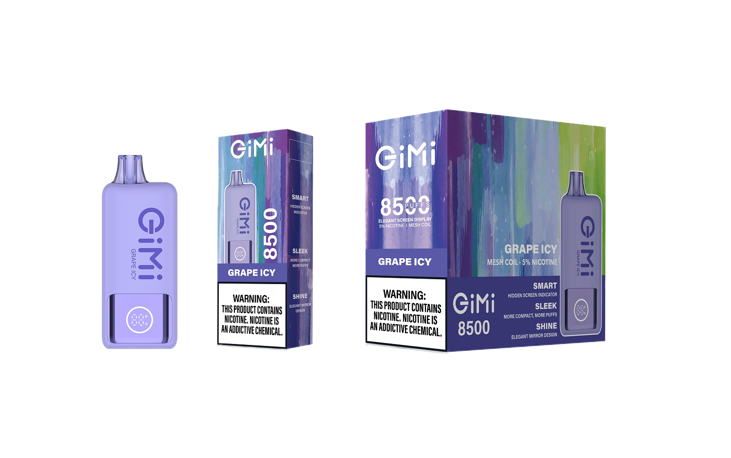 FLUM GIMI 8500 Puffs Smart Disposable Vape 5% Nicotine - Grape Icy