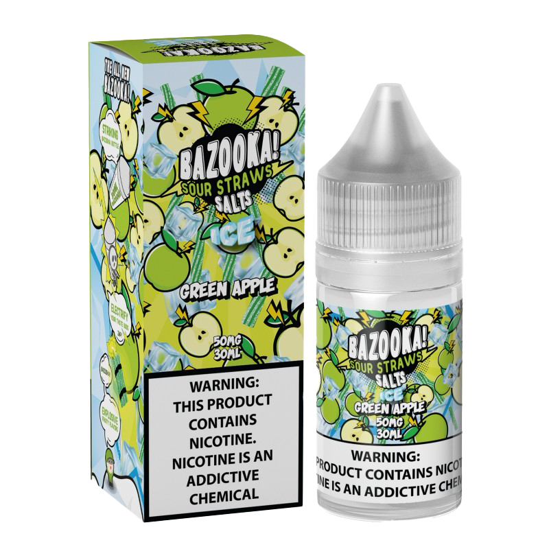 Bazooka Sour Straws E-Liquid 30 ML Vape Juice - Green Apple Ice