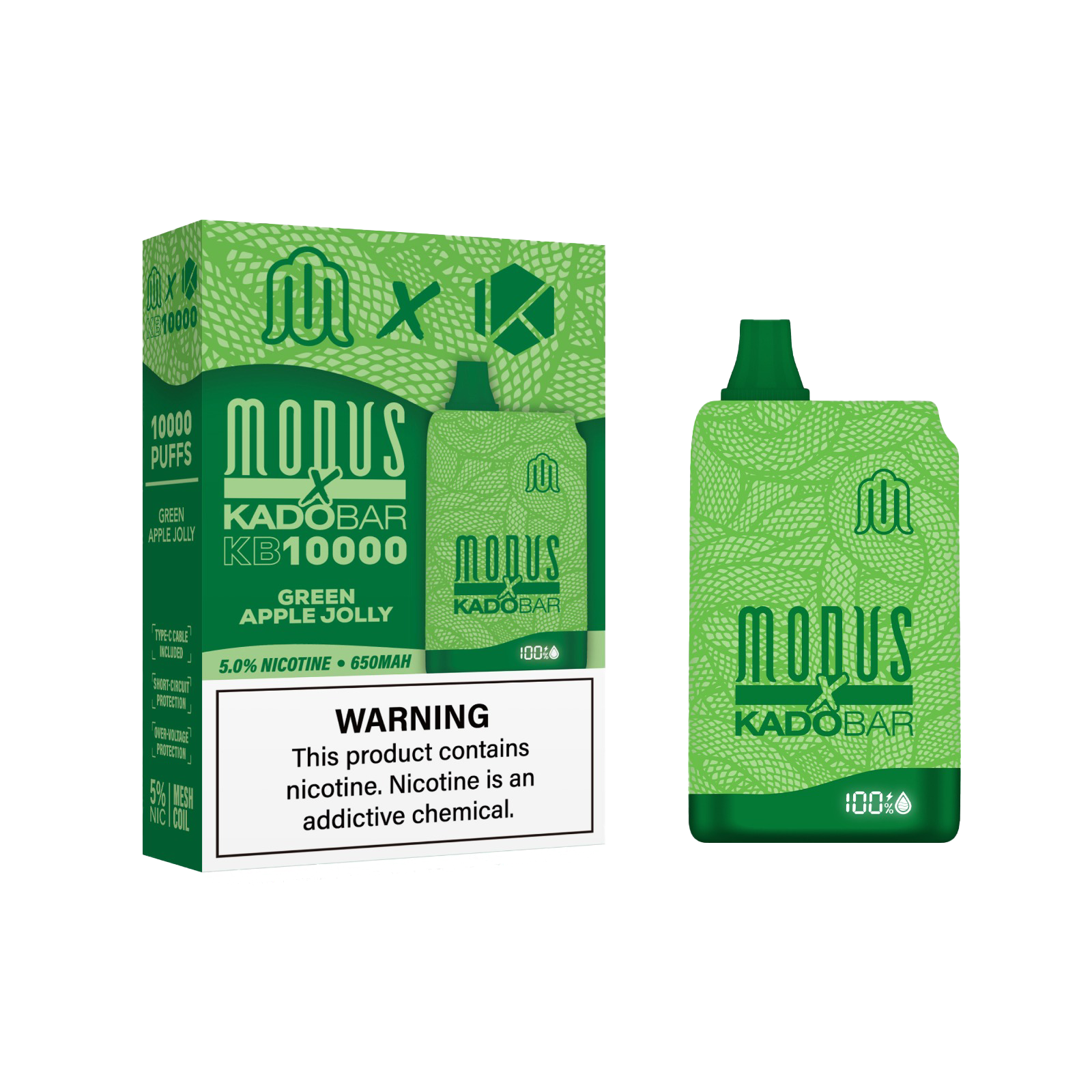 Green Apple Jolly Modus x Kado KB10000 Disposable Vape