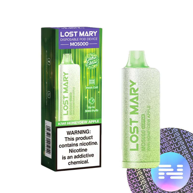 Kiwi Honeydew Apple Lost Mary MO5000 Glitter Disposable Vape