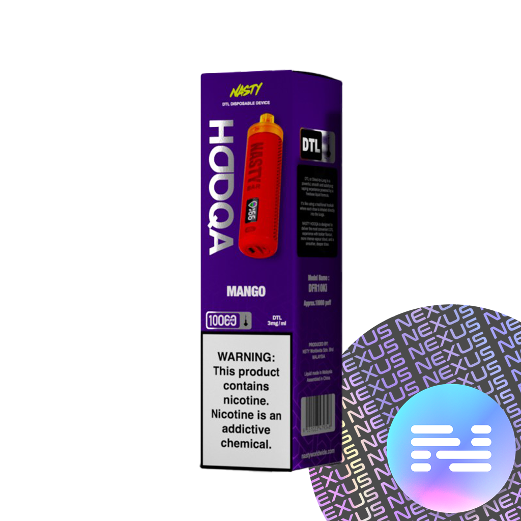 Mango Nasty Bar Hooqa DFR10Ki DTL Disposable Vape 10000 Puff 3MG