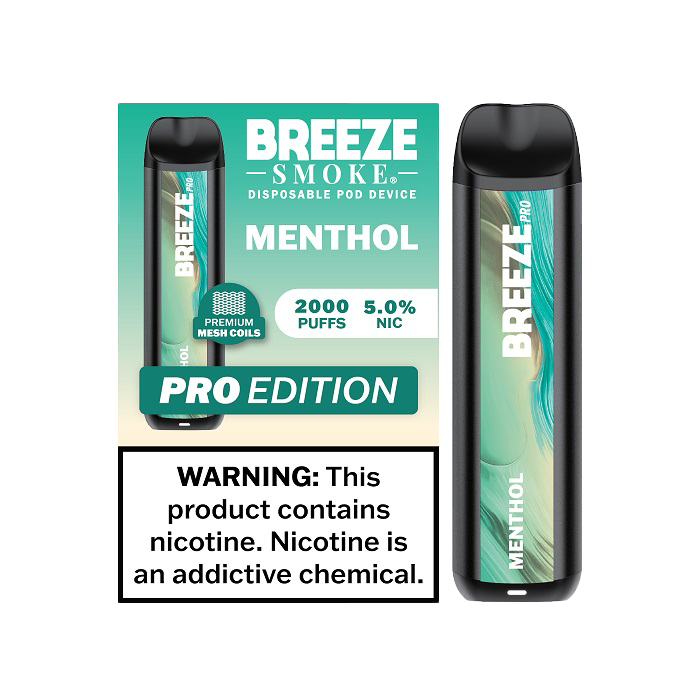Breeze Pro 2000 Puffs Disposable Non Rechargeable Vape 5% Nicotine - Menthol