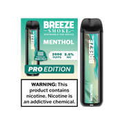 Breeze Pro 2000 Puffs Disposable Non Rechargeable Vape 5% Nicotine - Menthol