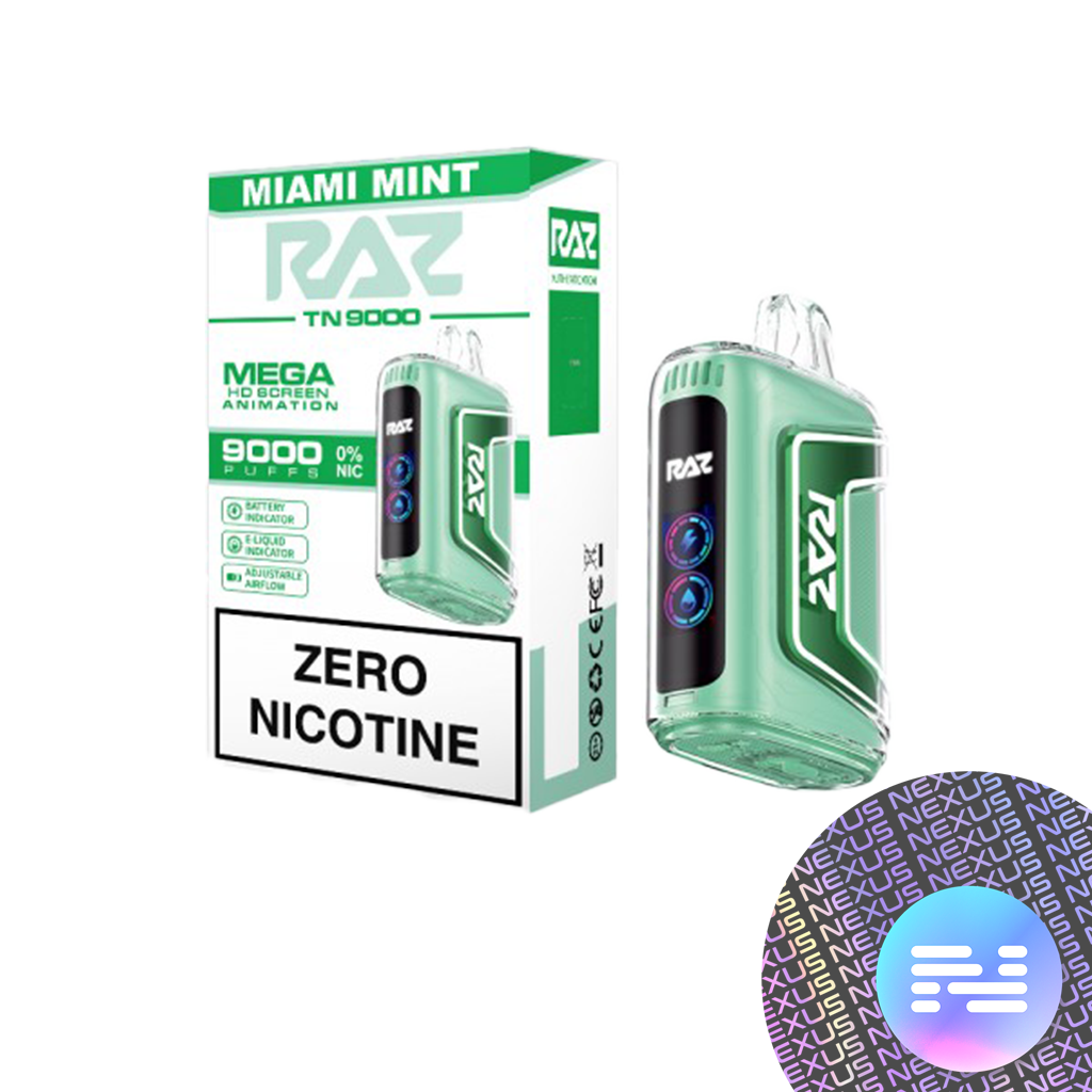 Miami Mint RAZ TN9000 Zero Nicotine Disposable Vape