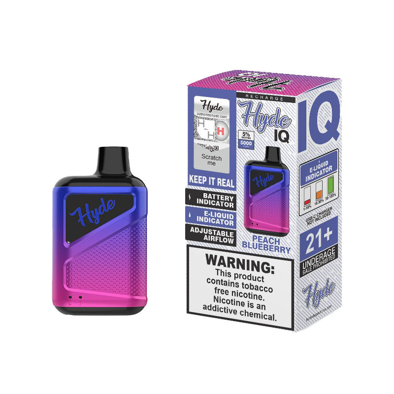 Hyde IQ Recharge 5000 Disposable Vape - Peach Blueberry