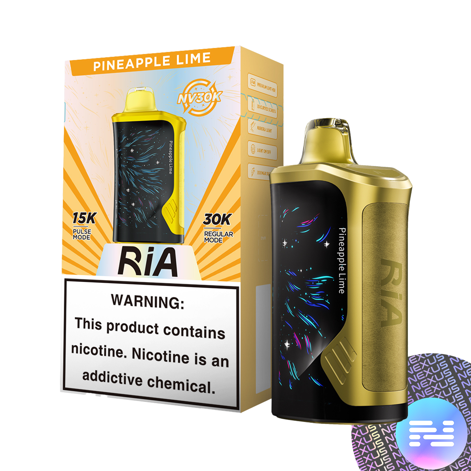 Pineapple Lime RIA NV30K Disposable Vape by GEEK BAR