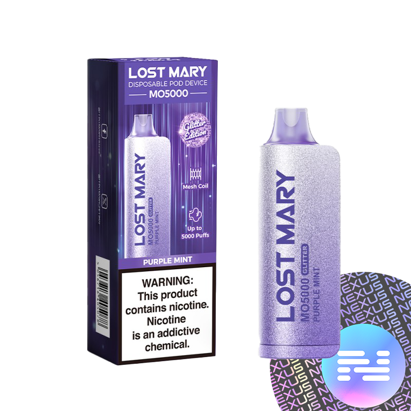 Purple Mint Lost Mary MO5000 Glitter Disposable Vape