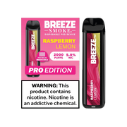 Breeze Pro 2000 Puffs Disposable Non Rechargeable Vape 5% Nicotine - Raspberry Lemon