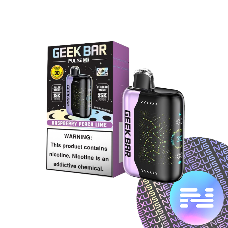 Raspberry Peach Lime Geek Bar Pulse X 25000 Disposable Vape