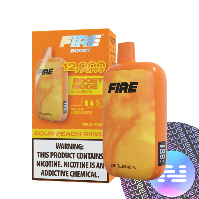 Sour Peach Rings FIRE Boost 12000 Puff Disposable Vape