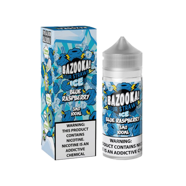 Bazooka Sour Straws E-Liquid Vape Juice 100 ML - Blue Raspberry Ice
