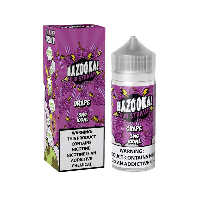 Bazooka Sour Straws E-Liquid Vape Juice 100 ML - Grape