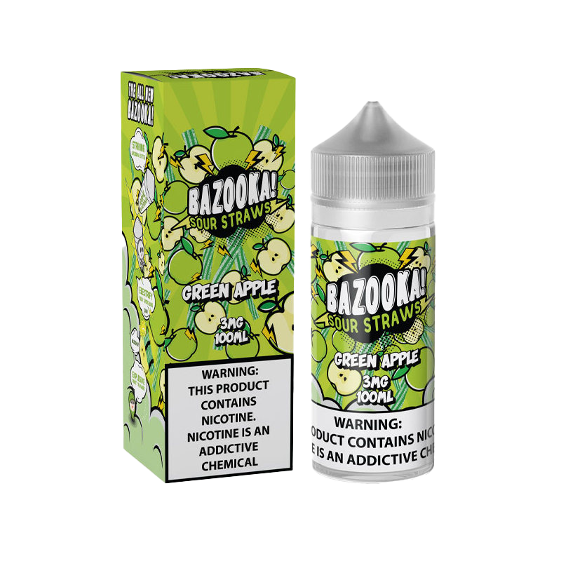 Bazooka Sour Straws E-Liquid Vape Juice 100 ML - Green Apple