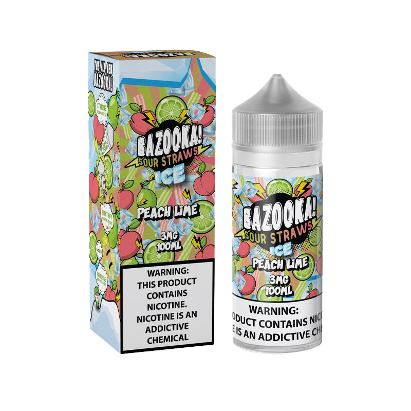 Bazooka Sour Straws E-Liquid Vape Juice 100 ML - Peach Lime Ice