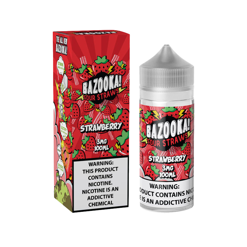 Bazooka Sour Straws E-Liquid Vape Juice 100 ML - Strawberry