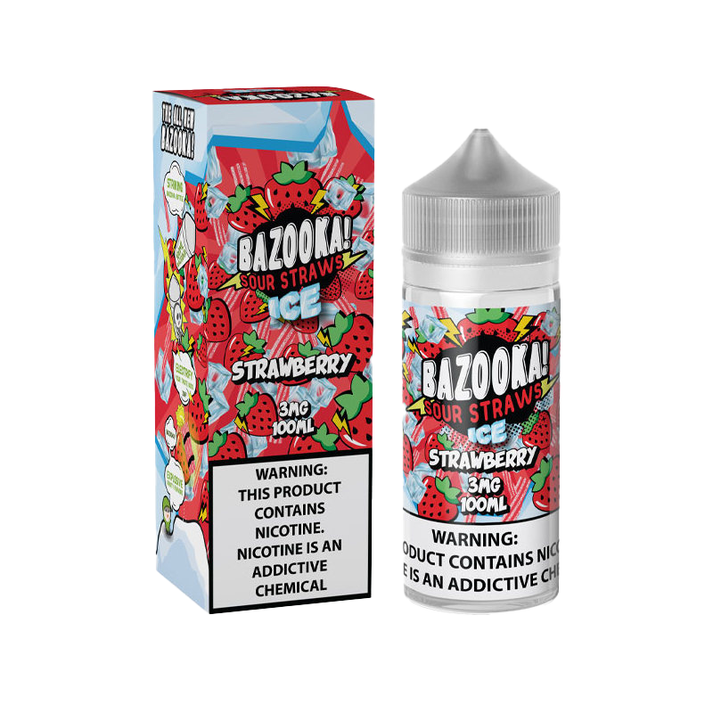 Bazooka Sour Straws E-Liquid Vape Juice 100 ML - Strawberry Ice