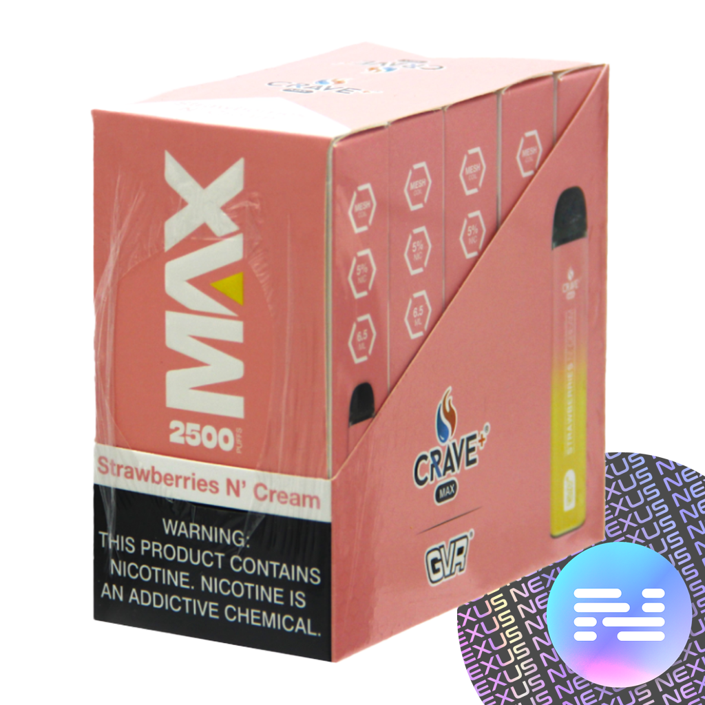 Strawberries N' Cream CRAVE MAX Disposable Vape 2500 Puff