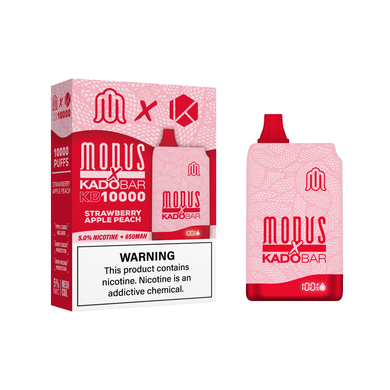 Strawberry Apple Peach Modus x Kado KB10000 Disposable Vape