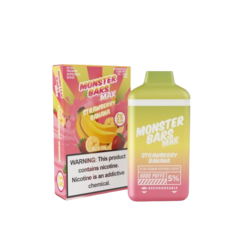 Monster Bar Max 6000 5% Rechargeable Disposable Vape - Strawberry Banana