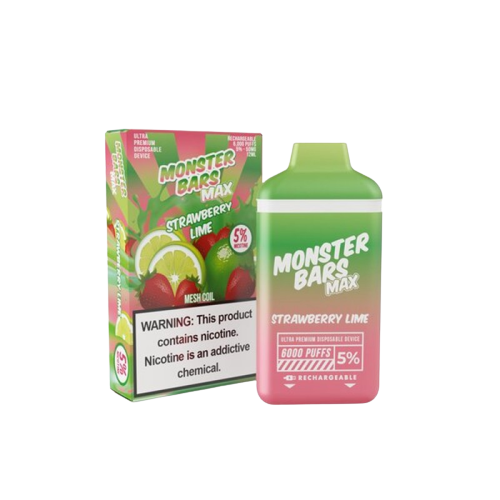 Monster Bar Max 6000 5% Rechargeable Disposable Vape - Strawberry Lime