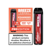 Breeze Pro 2000 Puffs Disposable Non Rechargeable Vape 5% Nicotine - Strawberry Peach Mint