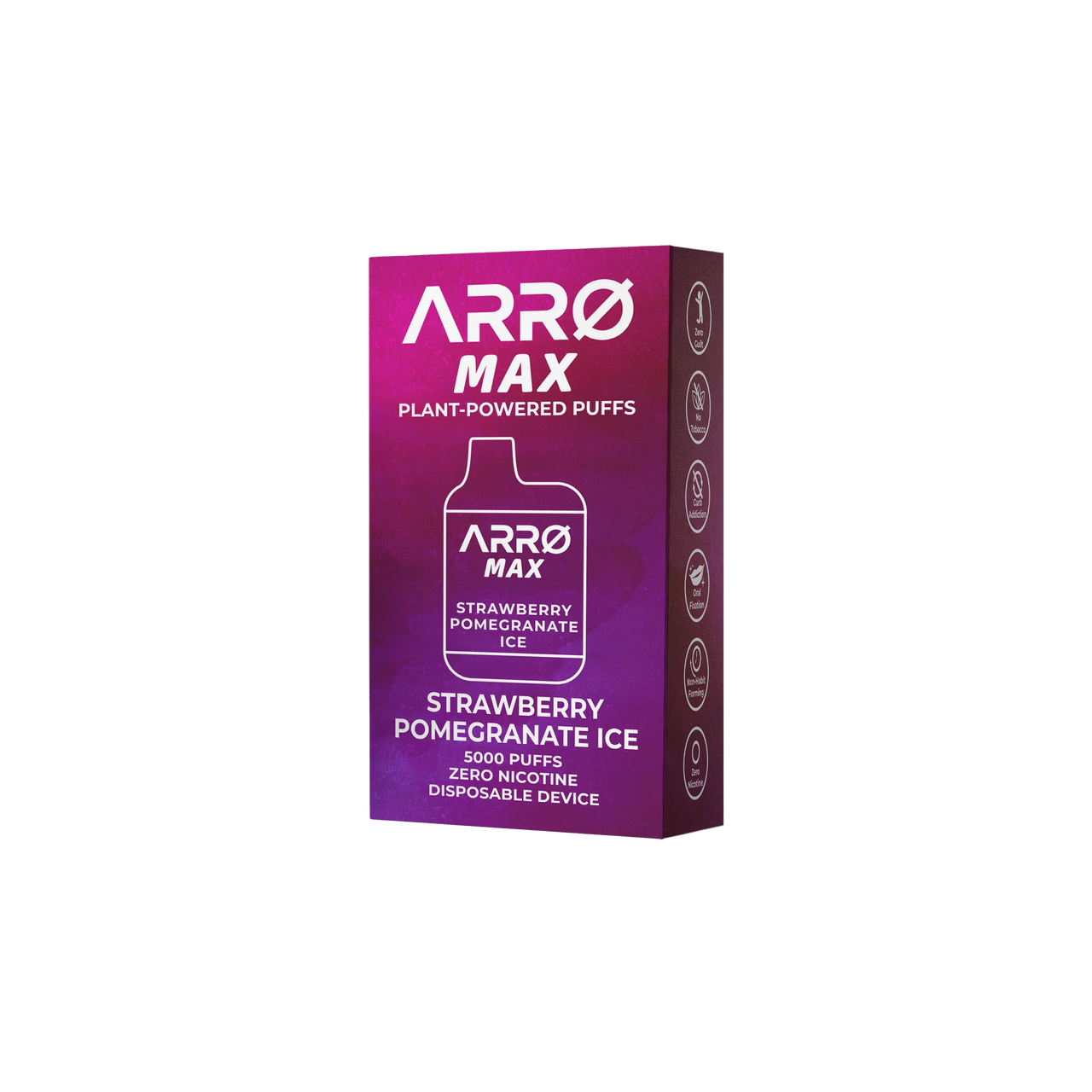 ZERO Max Plant Powered Zero Nicotine 5000 Puffs Rechargeable Disposable Vape - Strawberry Pomegranate Ice
