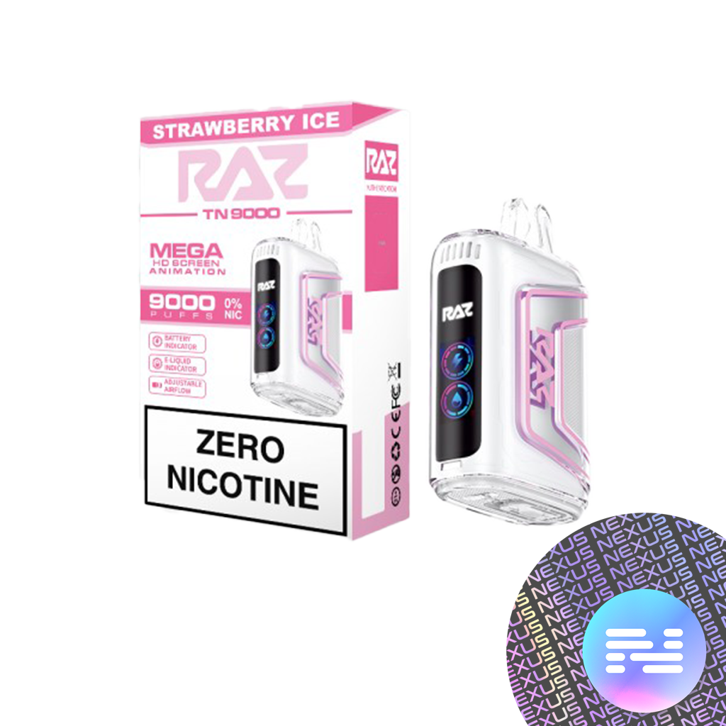 Strawberry Ice RAZ TN9000 Zero Nicotine Disposable Vape