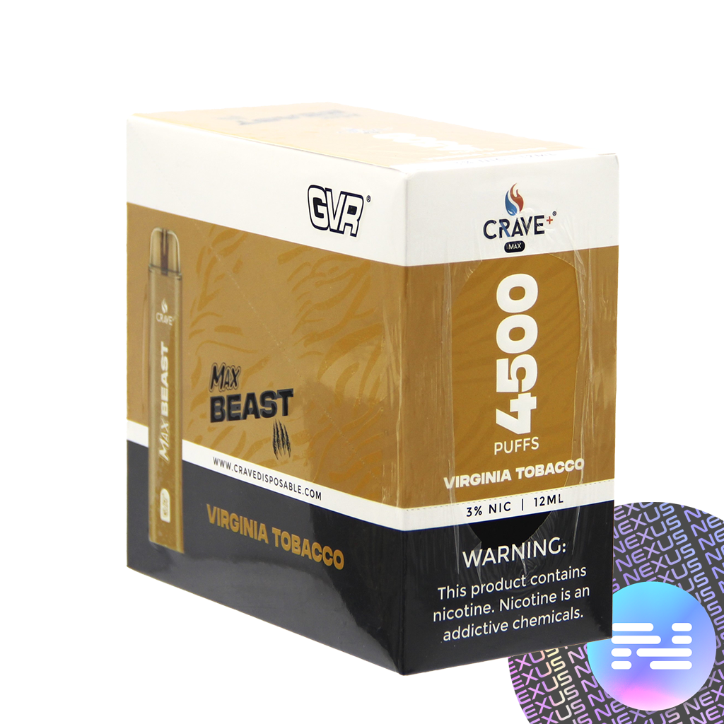 Virginia Tobacco 3% CRAVE MAX Beast Disposable Vape 4500 Puff