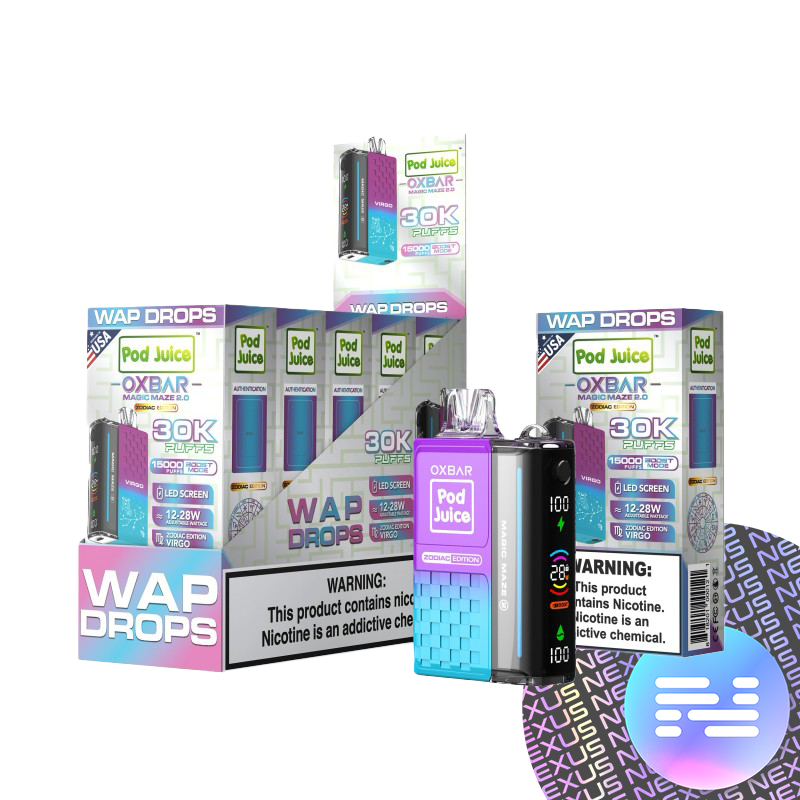 WAP Drops Pod Juice x OXBAR Magic Maze 2 30K Puff Disposable Vape