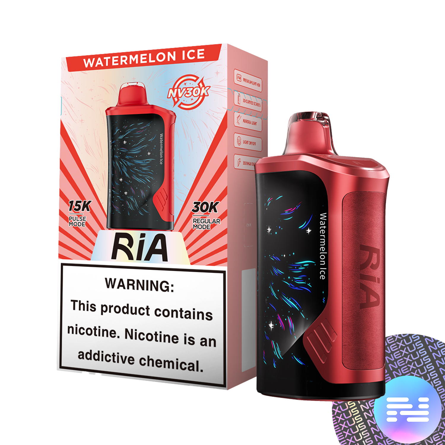 Watermelon Ice RIA NV30K Disposable Vape by GEEK BAR