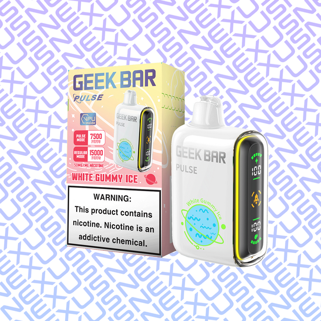 🏳️ White Gummy Ice Geek Bar Pulse Disposable Vape 15000 Puff