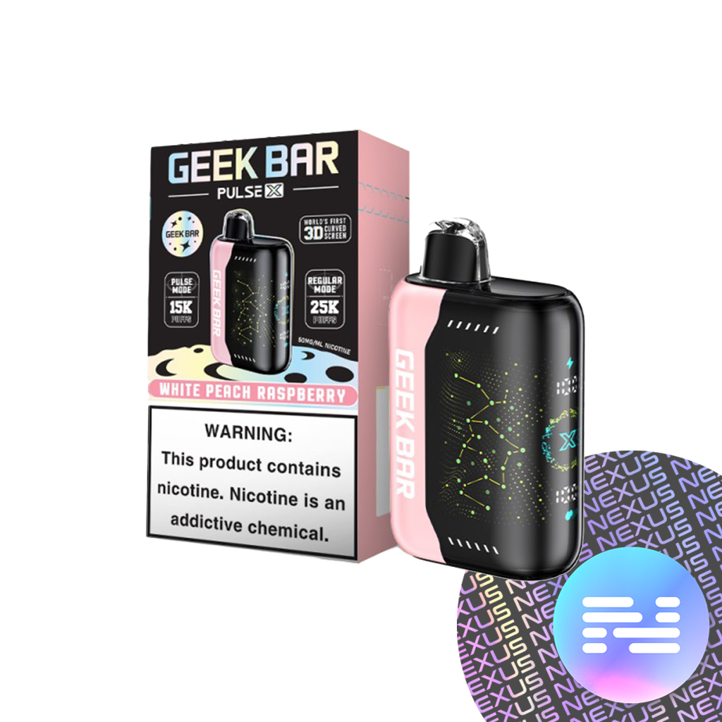 White Peach Raspberry Geek Bar Pulse X 25000 Disposable Vape