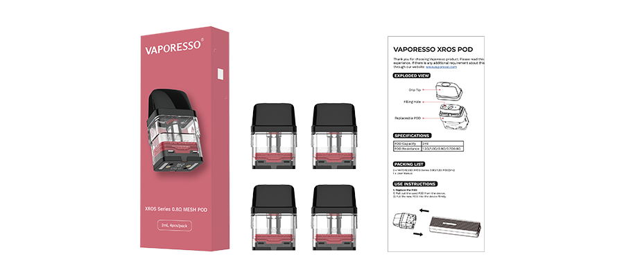 Vaporesso XROS Series Pods - 4 Pack 0.8